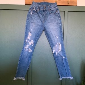 Pistola Distressed Crop High Rise Jeans